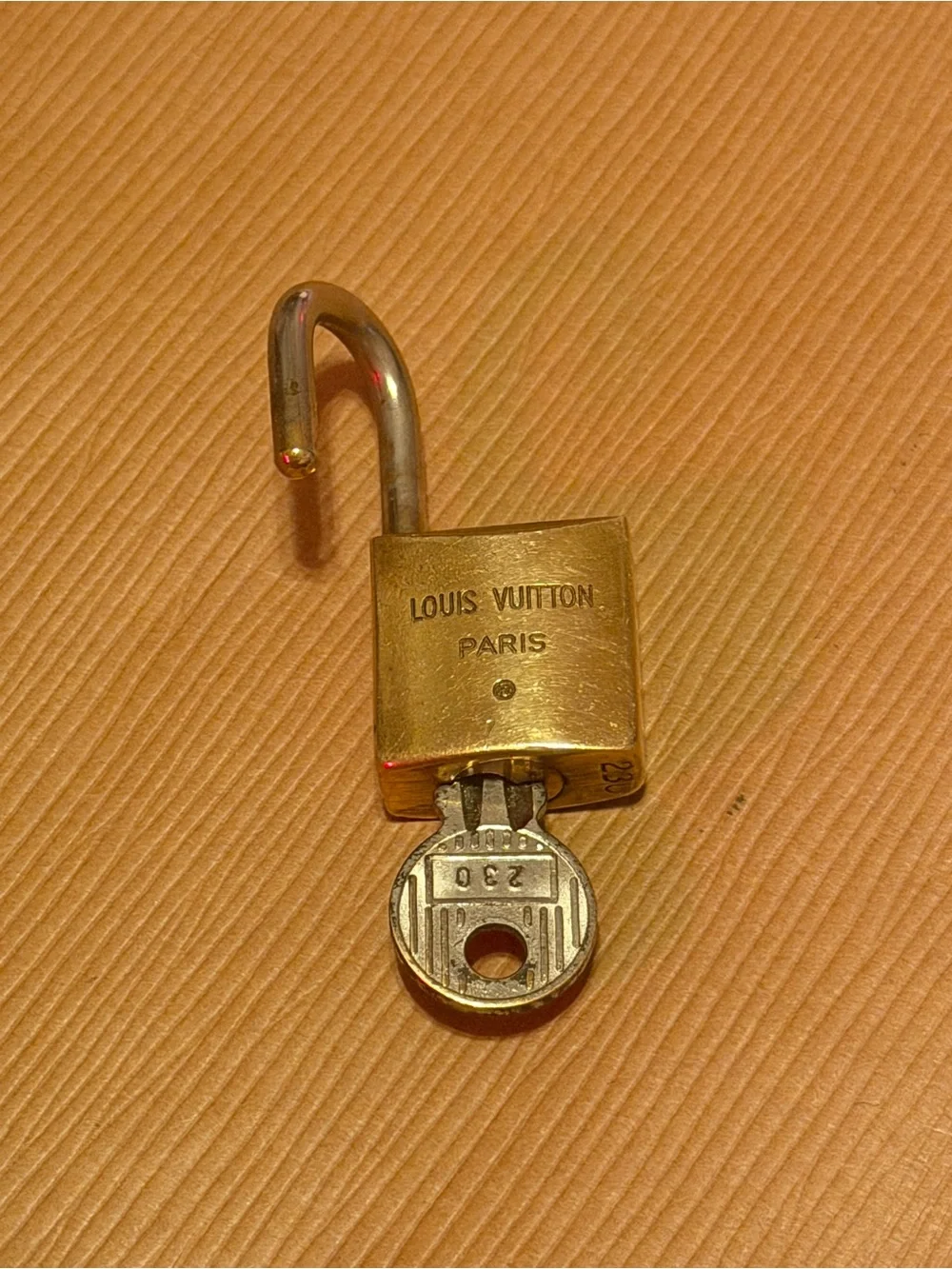 Rare Louis Vuitton Gold Tone Padlock with Key - 200 series